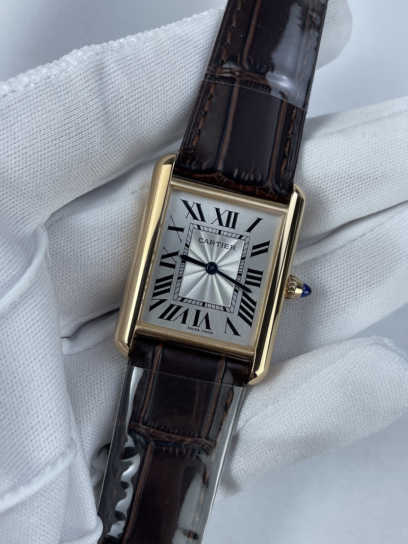 (준비완료/특급배송)NO.2426/ AF공장 까르띠에 탱크머스트 25.5미리 라지사이즈 브라운스트랩