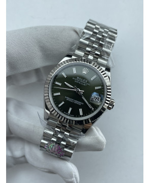 (준비완료/특급배송)NO.3657/QP공장 롤렉스 데이저스트 31mm 여성용 시계 그린 바인덱스 다이얼 플루티드 베젤 쥬빌레 밴드